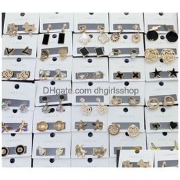 Stud Willekeurige Mix Stijl 30Pairs/Lot Gold Gem Mode Oorbellen Groothandel Nieuwe Sieraden Top Kwaliteit Drop Levering Oteuz