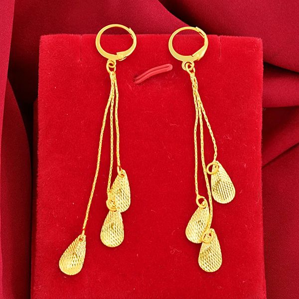 Stud réel 100% 14 K couleur or jaune boucles d'oreilles pour femmes Fine Orecchini Bizuteria pierre précieuse 14 K grenat bijoux goutte 231204