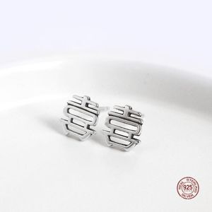 Stud Real 925 Sterling Silver Karakter Geluk Woorden oorbellen voor vrouwenjaar Chinese Retro Marry Juwelier Ear studsstud