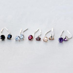 Stud Real 925 Sterling Silver Sieraden Rood / Clear Black Purple Champagne CZ Stone Lange Earring For Girls Link Tassel oorbellen Stud Kirs22