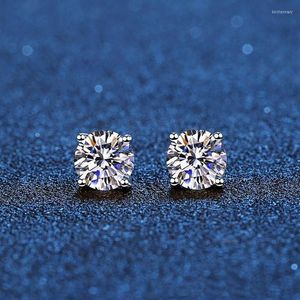 Stud Real Moissanite Oorbellen 14K Wit Verguld Sterling Zilver 4 Prong Diamond Earring Voor Vrouwen Mannen Oor 1ct 2ct 4ctStudStudS249g