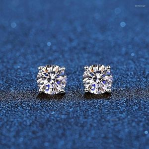 Stud Real Moissanite Oorbellen 14K Wit Verguld Sterling Zilver 4 Prong Diamond Earring Voor Vrouwen Mannen Oor 1ct 2ct 4ctStudStudS301K