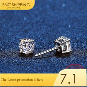 Stud Real Moissanite Stud -oorbellen 14K Wit goud vergulde Sterling Silver 4 Prong Diamond Earring For Women Men Men Ear Stud 1CT 2CT 4CT J230529 967