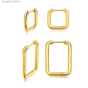 Boucles d'oreilles rectangulaires en forme de U, en acier inoxydable, hypoallergéniques, épaisses, pour Cartilage Huggie, pour femmes et filles, C24319