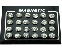 Stud Regelin 12 paires Lot 4 5 6 7 mm Round Crystal Righestone Magnet Oreille Puck Femmes Mentique Magnétique Fake Bouch Bijoux 229S2709787