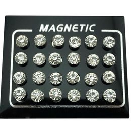 Stud REGELIN 12 Paar veel 4 5 6 7mm Ronde Kristal Strass Magneet Oorbel Puck Vrouwen Heren Magnetische Nep oordopje Jewelry317W