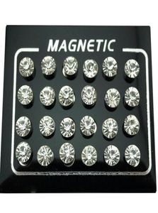 Stud Regelin 12 Pair Lot 4 5 6 7mm Ronde Crystal Rhinestone Magneet Earring Puck Dames Mens Magnetic Fake Ear Plug Jewelry229S1965436