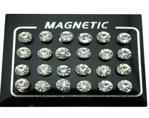 Stud Regelin 12 paires Lot 4 5 6 7 mm Round Crystal Righestone Magnet Oreille Puck Femmes Mentique Magnétique Fake Bouch Bijoux 229S2709787