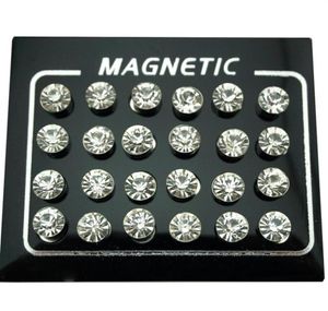 Stud Regelin 12 Pair Lot 4 5 6 7mm Ronde Crystal Rhinestone Magneet Earring Puck Dames Mens Magnetic Fake Ear Plug Jewelry229S8315405