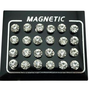 Stud REGELIN 12 paar lot 4 5 6 7mm ronde kristal strass magneet oorbel puck vrouwen heren magnetische nep oordopjes Jewelry229S6666699