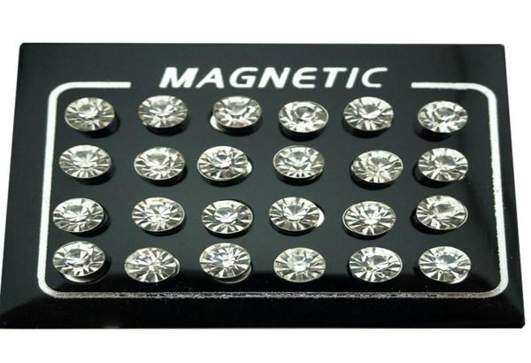 Stud REGELIN 12 paires lot 4 5 6 7mm rond cristal strass aimant boucle d'oreille rondelle femmes hommes magnétique faux bouchon d'oreille bijoux229S3207222
