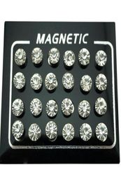 Stud Regelin 12 Pairlot 4567mm Ronde Crystal Rhinestone Magneet Earring Puck Dames Mens Magnetic Fake Ear Plug Jewelry5638709