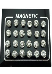 Stud Regelin 12 Pairlot 4567mm Ronde Crystal Rhinestone Magneet Earring Puck Dames Mens Magnetic Fake Ear Plug Jewelry5782197