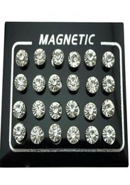 Stud Regelin 12 Pairlot 4567mm Round Crystal Rhinestone Magnet Oreille Puck Femmes Mentique Magnétique Faux Bijoux de bouchon d'oreille9269810