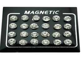 Stud REGELIN 12 Pairlot 4567mm Ronde Kristal Strass Magneet Oorbel Puck Vrouwen Heren Magnetische Fake Ear Plug Jewelry1846959
