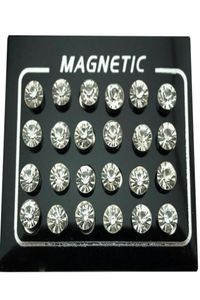 Stud Regelin 12 Pairlot 4567mm Round Crystal Rhinestone Magnet Earge Puck Femmes Mentique Magnétique Faux Bijoux de bouchon d'oreille5638709