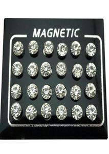Stud Regelin 12 Pairlot 4567mm Round Crystal Rhinestone Magnet Earge Puck Women Mens Magnetic Fake Ear Plug Bijoux5782197