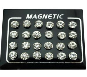 Stud Regelin 12 Pairlot 4567mm Round Crystal Rhinestone Magnet Oreille Puck Femmes Mentique Magnétique Faux Bijoux de bouchon d'oreille1065746