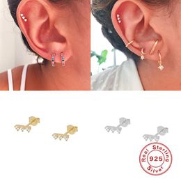 Stud Romad Real 925 Sterling zilveren oorbellen voor vrouwen draad ronde bal mini schattige oordingen Koreaanse piercing pendientes aretes w5