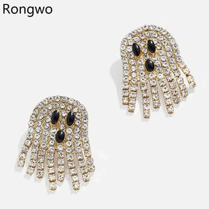 Stud Rongwo Boucles d'oreilles fantômes d'Halloween mignonnes incrustées de cristal étincelant de qualité, bijoux cadeau pour femmes et filles, boucles d'oreilles tendance 231013