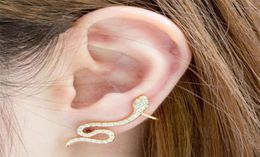 Stud Rose Gold CZ Ear Jacket Boucles d'oreilles pour femmes Reptile Bijoux Animal Cristal Dainty Boucle D'oreille Femme 202114386984