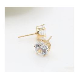 Stud Round Zirconia Boucles d'oreilles en gros Marque Purple White Cz Diamond Earring Drop Delivery Jewelry Dhkmj