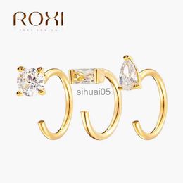 Stud ROXI S925 Sterling Zilver Geometrische Zirkoon Oorhaak 4 Stuk Oorbellen Voor Vrouwen Mannen Minimalistische Piercing Boucle Oreille YQ231026