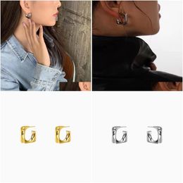 Stud S925 Gold Sier Square Stud Boucles d'oreilles pour femmes Mode Tempérament Alliage Electrolytique Boucle d'oreille Bijoux Accessoires Drop Livraison Dhcq4