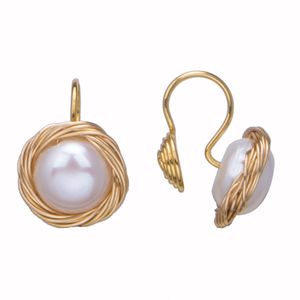 Stud S925 Pearl Stud Earring 18K Real Gold Compated Prevent allergie oorbellen geen doorboorde oren oorclip pijnloze zoetwater natuurlijke parels
