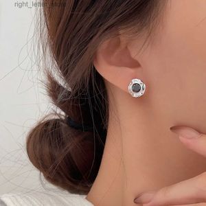 Stud S925 en argent sterling noir pierre naturelle boucles d'oreilles pour femmes boucle d'oreille géométrique couleur or 18 carats cadeaux de fête YQ231211