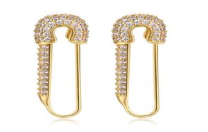 Stud Safety 925Silver Color Pin Brouille à oreilles Black CZ Stone Zircon pour femmes Charme Jewelrystud3082718