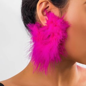 Stud Salircon Bohème Coloré Plume Boucles D'oreilles Mode Exagérer Grand Charme Rond Banquet Fête Femmes Bijoux 231101