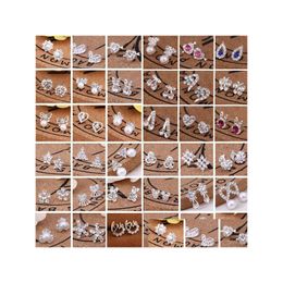 Stud Vente 45 Styles Boucles d'oreilles coréennes Creative Super Brillant Diamant Nouvelle Perle Mode Bijoux Haute Qualité Drop Livraison Dhkoc
