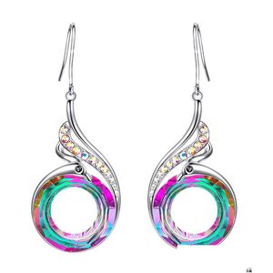 Stud verkopen 925 sier peacock earring dames geleidelijke colorf kristal bengelen mode dier sieraden groothandel drop levering oorbellen dhsma
