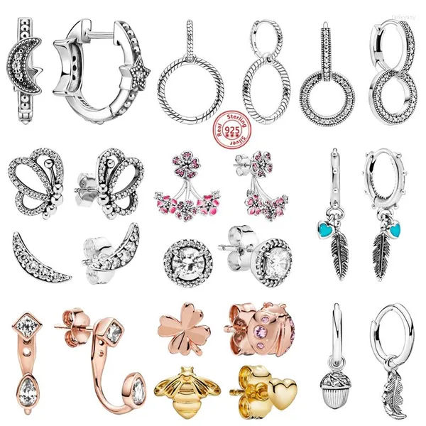 Pendientes de pluma de flor de mariposa de abeja de moda clásica de venta de pendientes de marca original encanto mujeres DIY 925 joyería de plata esterlina Farl22