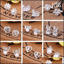 Stud Vente Stud 45 Styles Boucles d'oreilles coréennes Creative Super Brillant Diamant Perle Goujons Boucle D'oreille Bijoux De Mode De Haute Qualité 79 U2 Drop Dhlib