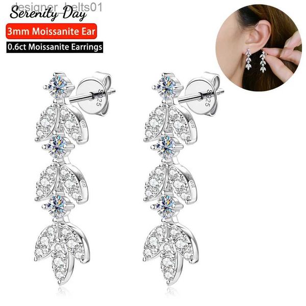 Stud Serenity Day 0.6cttw D Couleur 3mm Moissanite Boucles D'oreilles Pour Les Femmes Cadeau S925 Argent Fleur Stud Oreille Plaqué Pt950 Fine JewelryC24319