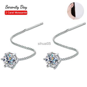 Stud Serenity Day S925 Plaqué Argent Sterling Pt950 1 / 2CT Moissanite Boucle D'oreille Fil D'oreille Classique Six Griffes D Couleur VVS1 Fine Jewelry YQ231026