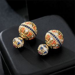 Stud SHANGZHIHUA 2023 Europese Trend Retro Mode Sferische Hol Vrouwen Oorbellen Onregelmatige Metalen Sieraden Set 230922