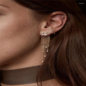 Stud Shining Stars hangen achter Tassel oorbellen Europese en Amerikaanse stijl trendy dames mode -sieraden farl22
