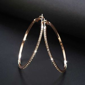 Stud Shiny Fashion Simple Lady grandes pendientes grandes Crystal boda Round Circle Ear Rings Party Jewelry Mujeres Accesorios Earing J230529