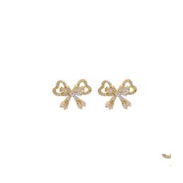 Stud Shiny Side Fashion Brand Sieraden Zirkonia Butterfly Stud -oorbellen voor vrouwenstijl Crystal Earring Drop levering Dhkcz