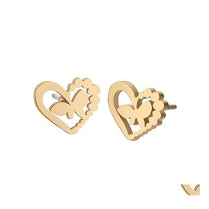 Stud Simple Butterfly Smooth Mini Small Animal Heart Earring voor vrouwen kraakbeen helix tragus piercing kleine druppel levering sieraden oor dheo0