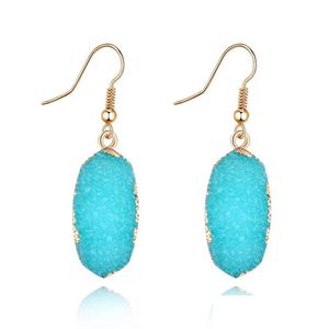 Stud Eenvoudige Druzy Drusy Ovale Charms Oorbellen Imitatie Natuursteen Hars Handgemaakte Gouden Oorbellen Voor Vrouwen Party Verjaardagscadeau Drop Dhxwq