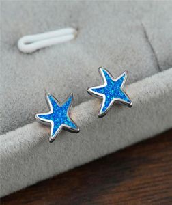 Stud Simple mujer blanco azul ópalo estrella de mar pendientes Linda estrella de mar pequeño Boho Rosa oro plata Color para mujerStud7015691