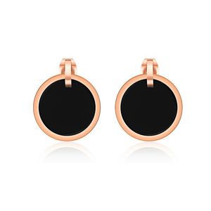 Stud Simple Round Round Black Earrings Roestvrijstalen roségouden kleur en oorbel sieraden