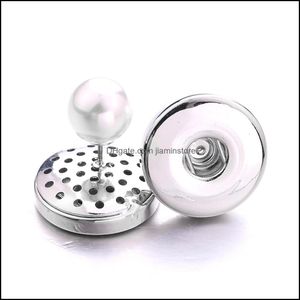 Stud Simple Sier Plateado 12Mm 18Mm Botón a presión Pendientes de perlas para Mujeres Hombres Botones a presión Joyería Entrega directa Otwra