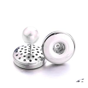 Stud Simple Sier Plateado 12Mm 18Mm Botón a presión Pendientes de perlas para mujeres Hombres Botones a presión Joyería Entrega de gota Dhfsk