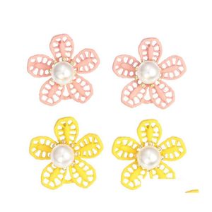 Stud Simple Style Imitation Perle Perles Fleur Boucles D'oreilles Élégant Coréen Mode Chrysanthème Femmes Bijoux Fille Cadeau Drop Delive Dhdbp