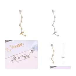 Stud enkele oren haken grote dipper oor noppen diamant inleg earing eenvoud koude wind temperament vrouwen vergulde goud sier kleur juwelen dhoyb